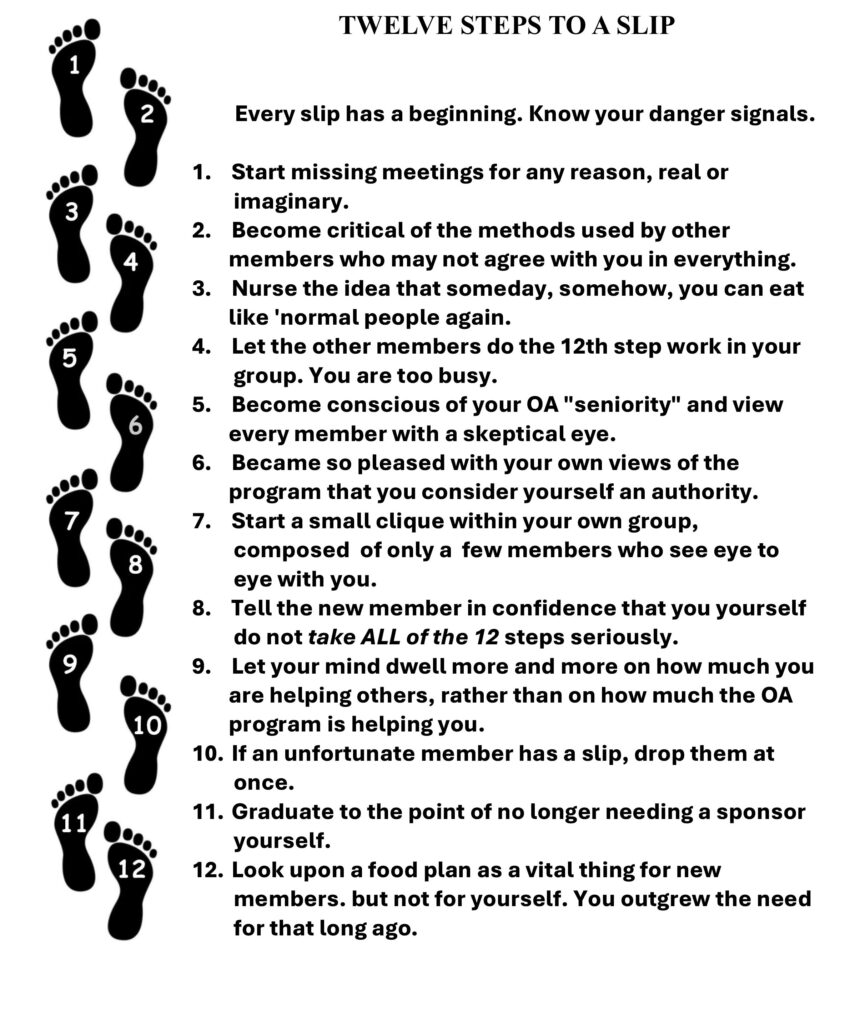 Twelve Steps to a Slip avoiding slips in abstinence